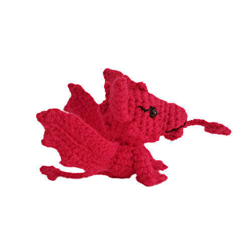 A cute welsh dragon crochet art figure